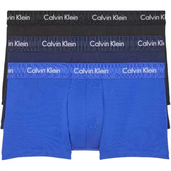 Calvin Klein Mens Cotton Stretch Low Rise TrunksBlack Blue Shadow Cobalt Water