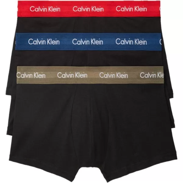 Calvin Klein Mens Cotton Stretch Low Rise TrunksBlack Bodies W Aspen Berry Sangria Lake Crest Blue Wbs