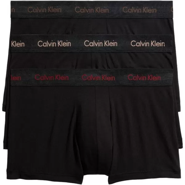 Calvin Klein Mens Cotton Stretch Low Rise TrunksBlack Bodies W Olive Gentle Red Carpet Logos