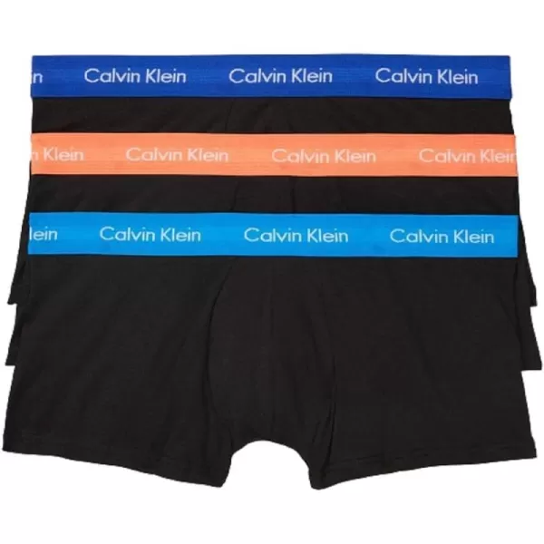 Calvin Klein Mens Cotton Stretch Low Rise TrunksBlack Bodies W Work Blue Ocean Hue Turned Mango Wbs