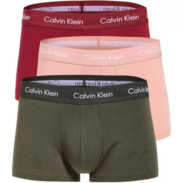 Calvin Klein Mens Cotton Stretch Low Rise TrunksOliveGentleRed Carpet