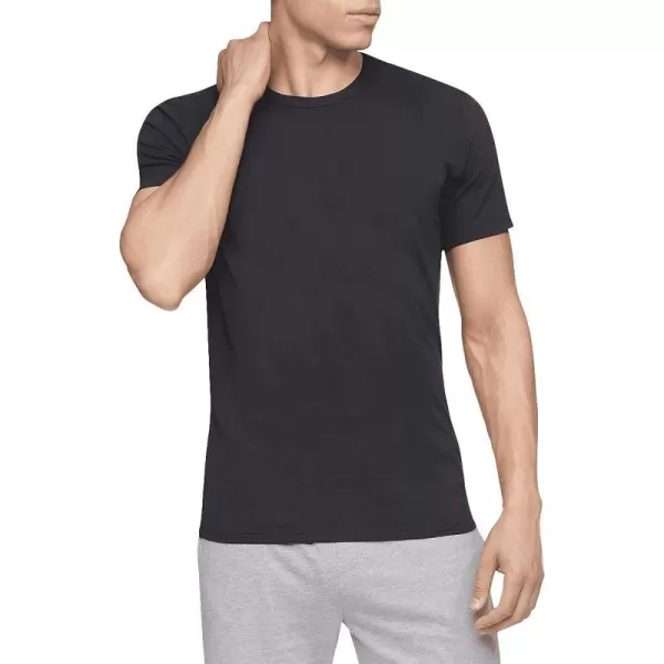 Calvin Klein Mens Cotton Stretch Undershirt Packs3 Black  Crewneck