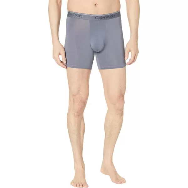 Calvin Klein Mens Micro Stretch 3Pack Boxer BriefAsphalt Grey Mudstone Acid Orange