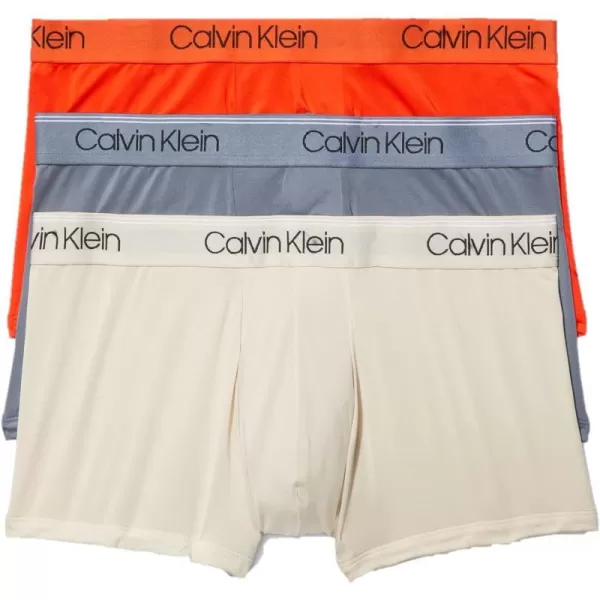 Calvin Klein Mens Micro Stretch 3Pack Low Rise TrunkAsphalt Grey Mudstone Acid Orange