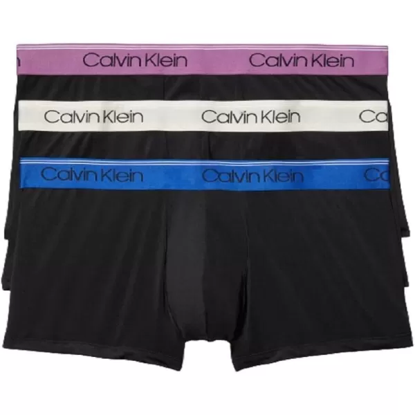 Calvin Klein Mens Micro Stretch 3Pack Low Rise TrunkBlack Bodies W Ameythyst Silver Birch Midnight