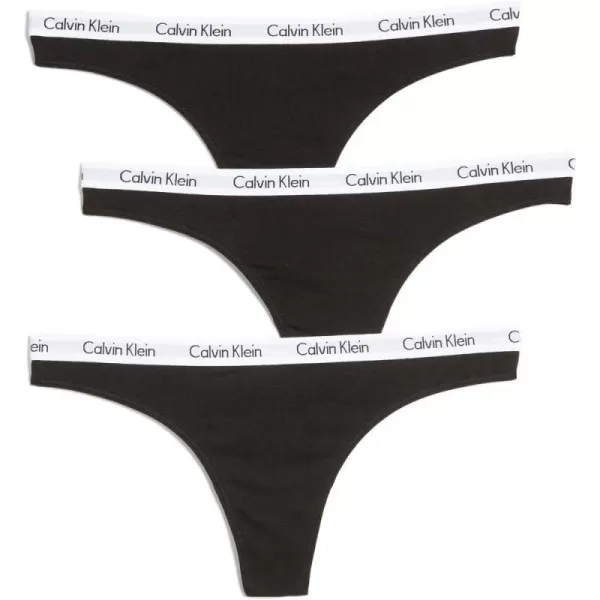 Calvin Klein Womens Carousel Logo Cotton Stretch Thong Panties MultipackBlackBlackBlack