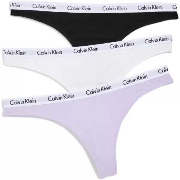 Calvin Klein Womens Carousel Logo Cotton Stretch Thong Panties MultipackBlackWhitePastel Lilac