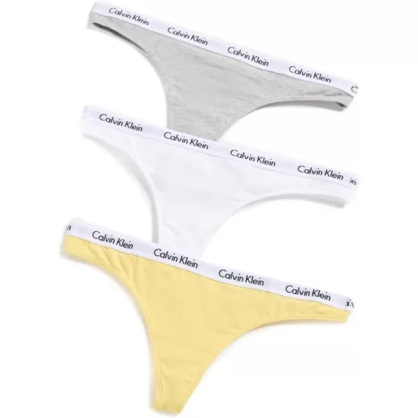 Calvin Klein Womens Carousel Logo Cotton Stretch Thong Panties MultipackLimeWhiteGrey Heather925