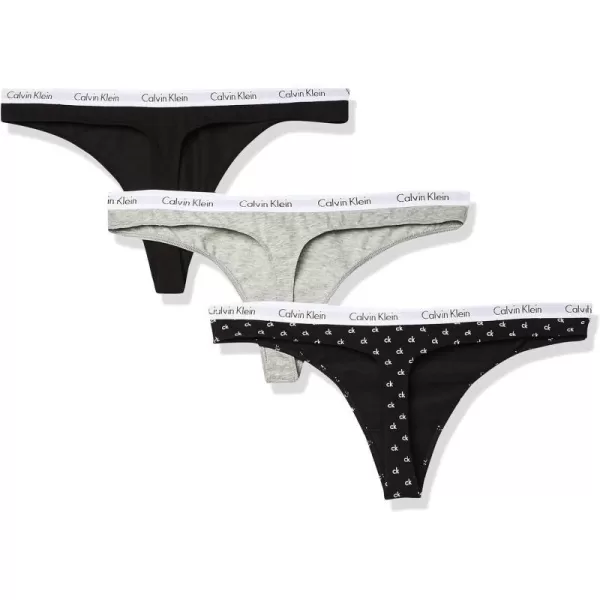 Calvin Klein Womens Carousel Logo Cotton Thong Multipack Panty3 All Mini Ck