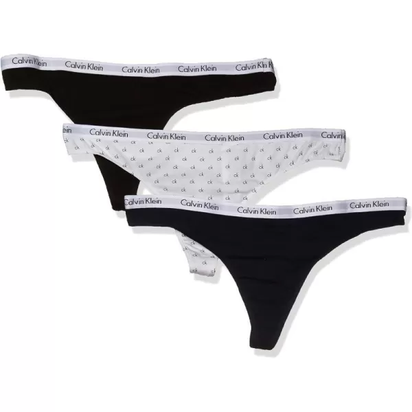 Calvin Klein Womens Carousel Logo Cotton Thong Multipack Panty3 BlackShorelineCk Logo