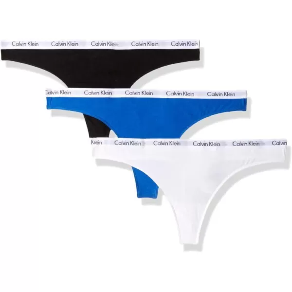 Calvin Klein Womens Carousel Logo Cotton Thong Multipack Panty3 BlackWhiteStellar