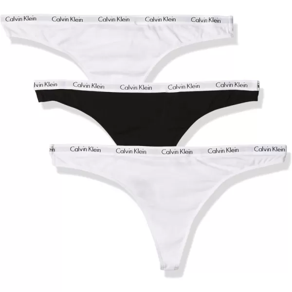 Calvin Klein Womens Carousel Logo Cotton Thong Multipack Panty3 BlackWhiteWhite