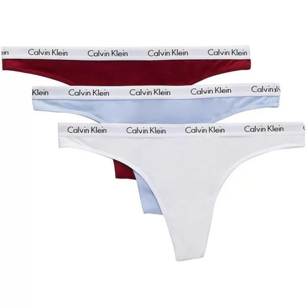 Calvin Klein Womens Carousel Logo Cotton Thong Multipack Panty3 Raspberry JamDusty PeriwinkleWhite