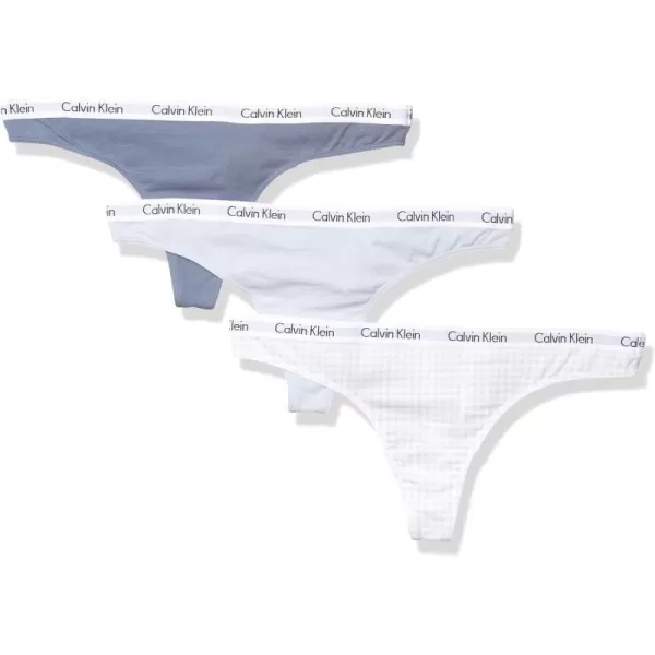 Calvin Klein Womens Carousel Logo Cotton Thong Multipack Panty3 Spring BlueScorched DenimGingham