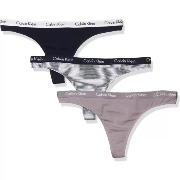 Calvin Klein Womens Carousel Logo Cotton Thong Multipack Panty3 UtopiaShorelineFeeder Stripe