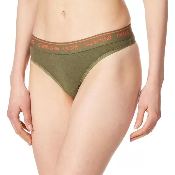 Calvin Klein Womens Ck One Cotton Thong PantyMuted Pine