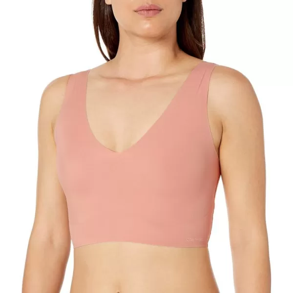 Calvin Klein Womens Invisibles Comfort Seamless Lightly Lined V Neck Bralette BraAlluring Blush