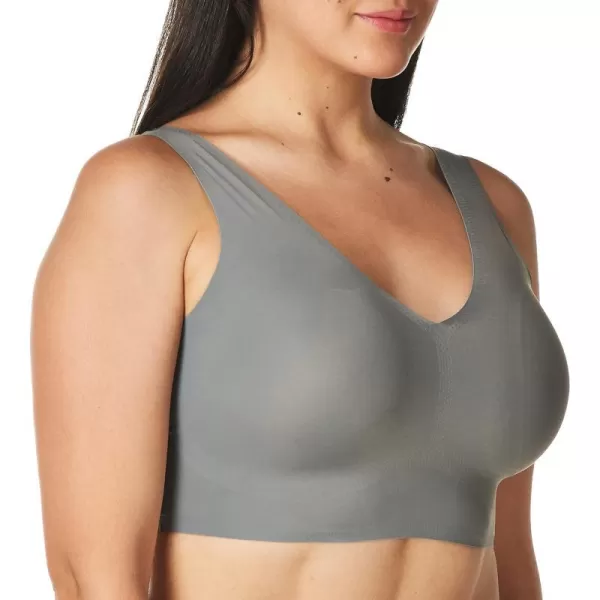 Calvin Klein Womens Invisibles Comfort Seamless Lightly Lined V Neck Bralette BraPewter