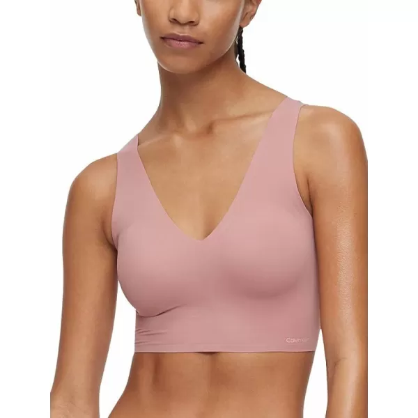 Calvin Klein Womens Invisibles Comfort Seamless Lightly Lined V Neck Bralette BraRed Grape