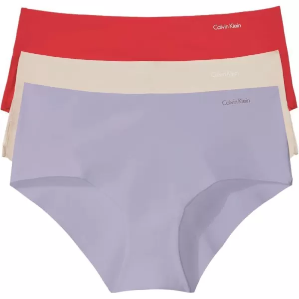 Calvin Klein Womens Invisibles Hipster Multipack PantyPurpleBeechwoodTerracotta907