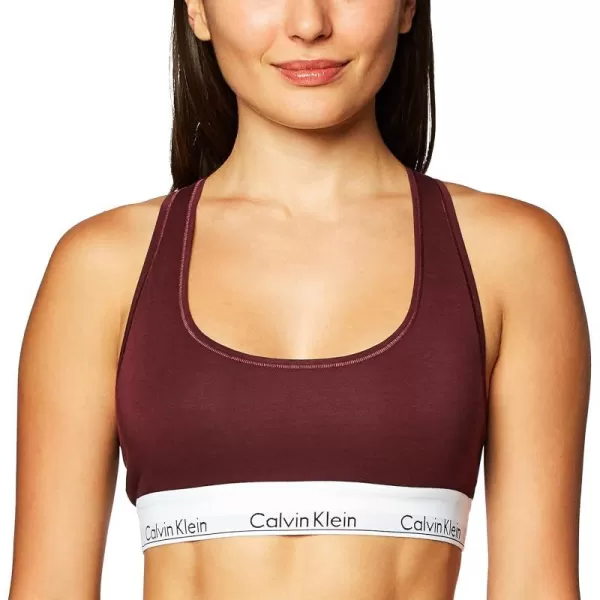 Calvin Klein Womens Modern Cotton BraletteDeep Maroon WWhite Wb