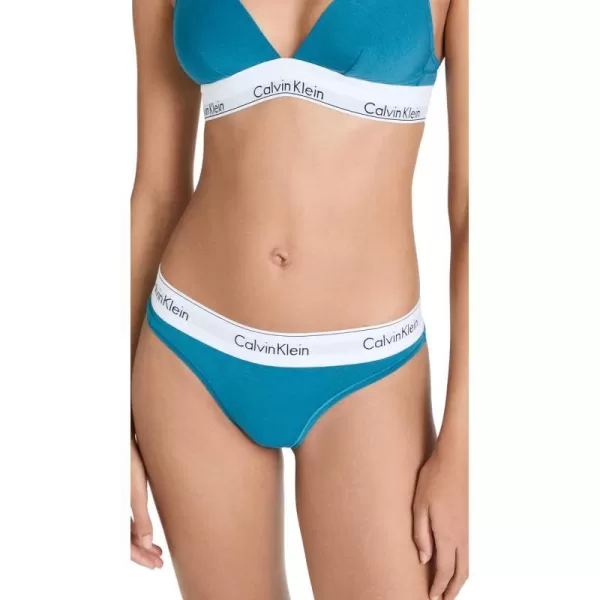 Calvin Klein Womens Modern Cotton Stretch Thong PantiesTapestry Teal