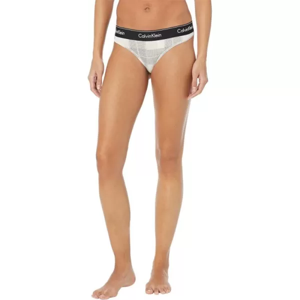 Calvin Klein Womens Modern Cotton Stretch Thong PantiesTextured Plaid Oatmeal