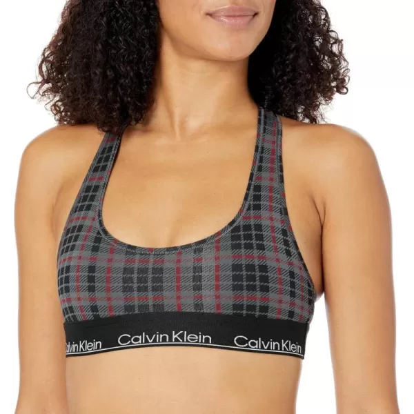 Calvin Klein Womens Modern Cotton Unlined Wireless BraletteScotish PlaidcharcoalSundried Tomato