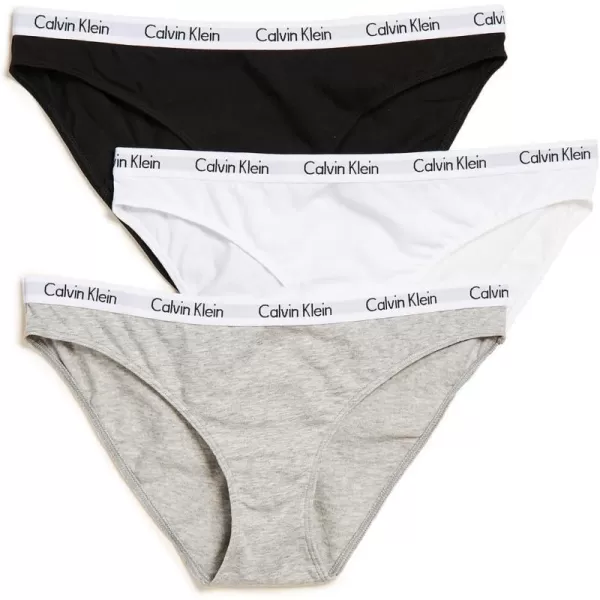 Calvin Klein Womens Radiant Cotton Bikini Panty 3 PackBlackWhiteGrey 3