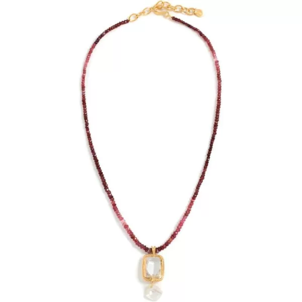 Chan Luu Womens Burgundy Mix Beaded Pendant Necklaceyellowgoldandsterlingsilver