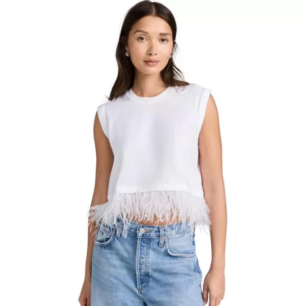 Cinq  Sept Womens Cropped Feather TeeWhite