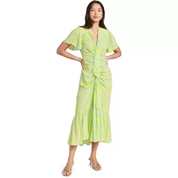 Cinq  Sept Womens Graphic Floral Peeta DressSerene SkyFresh Lime