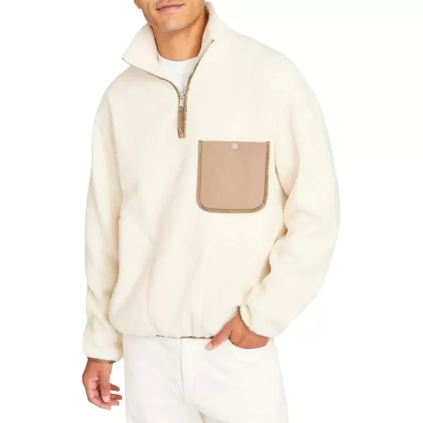 Club Monaco Mens Sherpa Fleece Quarter ZipAntique WhiteBlanc