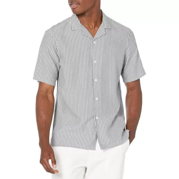 Club Monaco Mens Short Sleeve Camp Collar Seersucker ShirtGrey