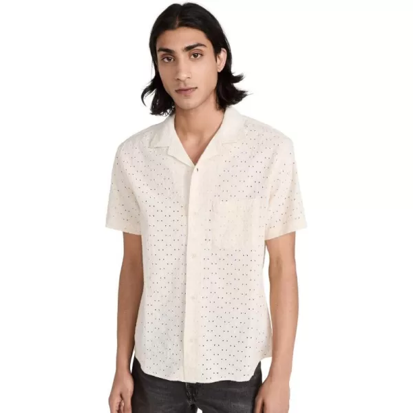 Corridor Mens Floral Eyelet Short Sleeve ShirtNatural