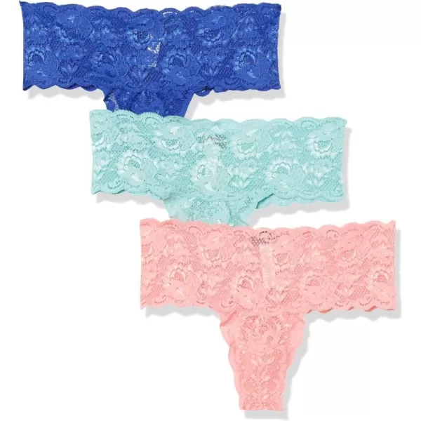 Cosabella Womens Never Say Never Comfy Thongs 3 PackMare Blu Capri Quartz Pink