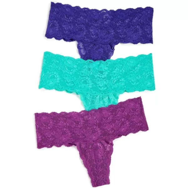 Cosabella Womens Never Say Never Comfy Thongs 3 PackViolet Swiss Beet Addy Green