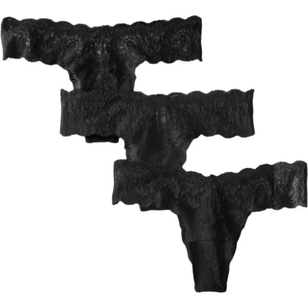 Cosabella Womens Never Say Never Cutie 3 Pack Low Rise ThongsBlackBlackBlack