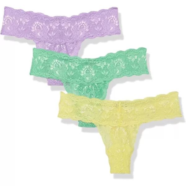 Cosabella Womens Never Say Never Cutie 3 Pack Low Rise ThongsGhana Green Icy Violet Mignonette