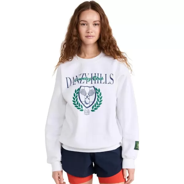 DANZY Womens Country Club SweatshirtWhiteHunter GreenNavy Blue