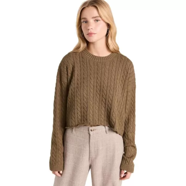 Denimist Womens Cropped Cable SweaterHeather Brown