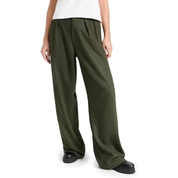 Denimist Womens Double Pleat Wide Leg PantsDark Olive