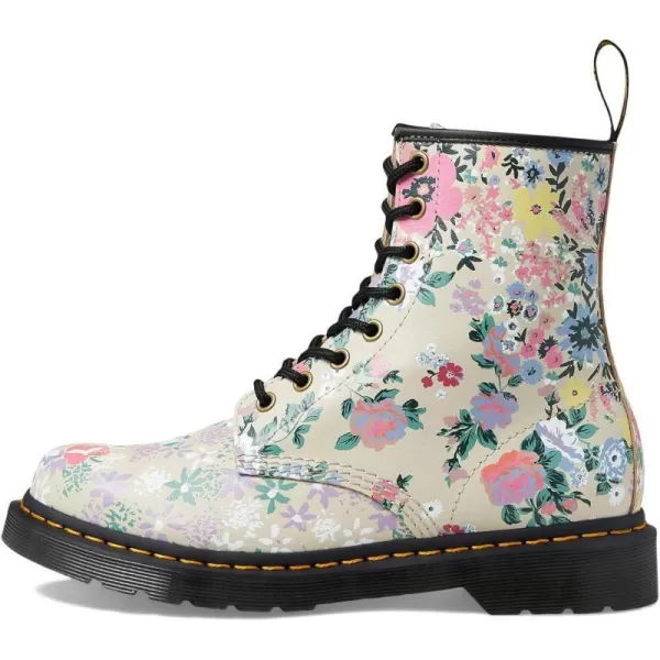 Dr Martens 1490 10Eye Leather Boot for Men and WomenParchment Beige Floral Mash Up