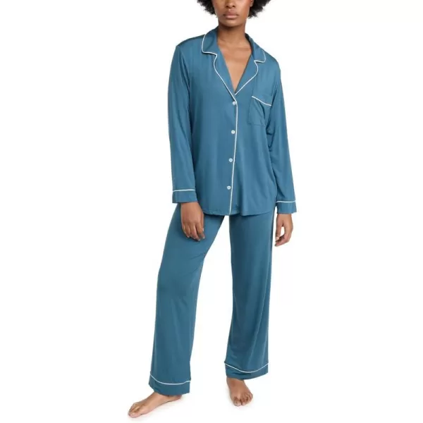 Eberjey Gisele Classic Womens Pajama Set  Long Sleeve Shirt  Long PantsHeritage BlueIvory