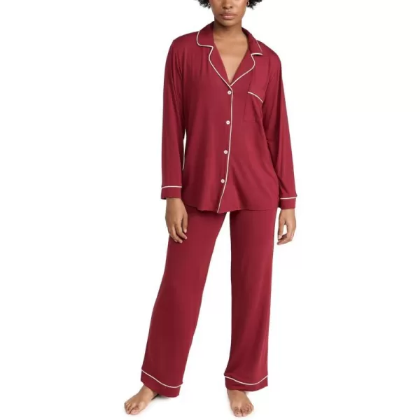 Eberjey Gisele Classic Womens Pajama Set  Long Sleeve Shirt  Long PantsSangria