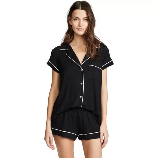 Eberjey Gisele Classic Womens Pajama Set  Short Sleeve Button Down Shirt w Front Pocket Shorts w Elastic WaistBlackSorbet Pink