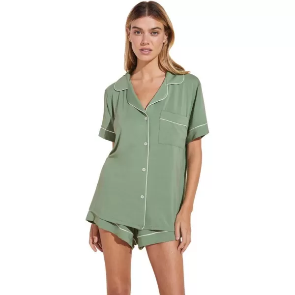 Eberjey Gisele Relaxed Womens Short PJ SetMineral GreenIvory