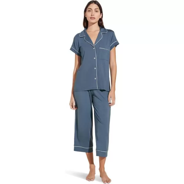 Eberjey Gisele Short Sleeve and Cropped Pant PJ SetCoastal BlueIce Blue