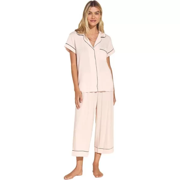 Eberjey Gisele Short Sleeve and Cropped Pant PJ SetSorbet PinkBlack