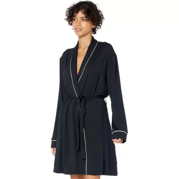 Eberjey Gisele Tuxedo Womens Robe  Wrap Front with Waist TieBlackSorbet